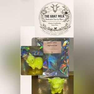 Handcrafted Easter Blooms Highland Cow Goatmilk Soap Flowerbomb neon yellow